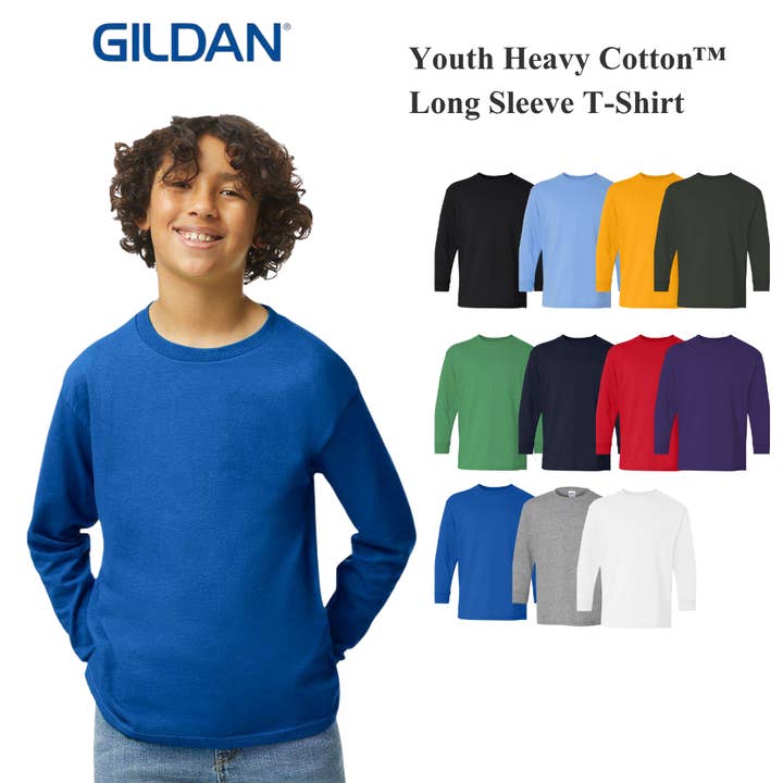 Youth Heavy Cotton Long Sleeve Tee | Soft Durable Comfort for wholesale by MYES BULK APPAREL