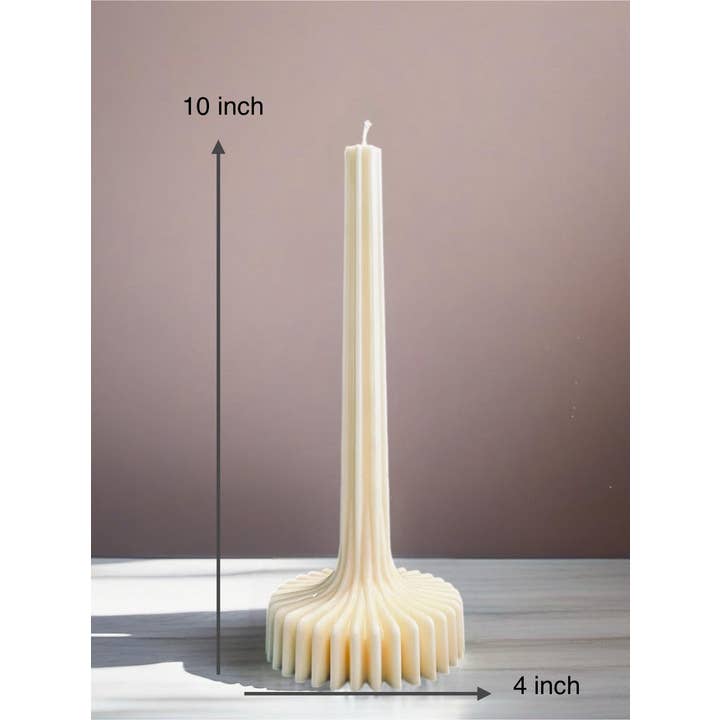 Karly’s Candles - Wholesale Tapered candle/candlestick - Vase Stripe Candle, Beeswax Taper Candle, Ribbed Taper,10inc7