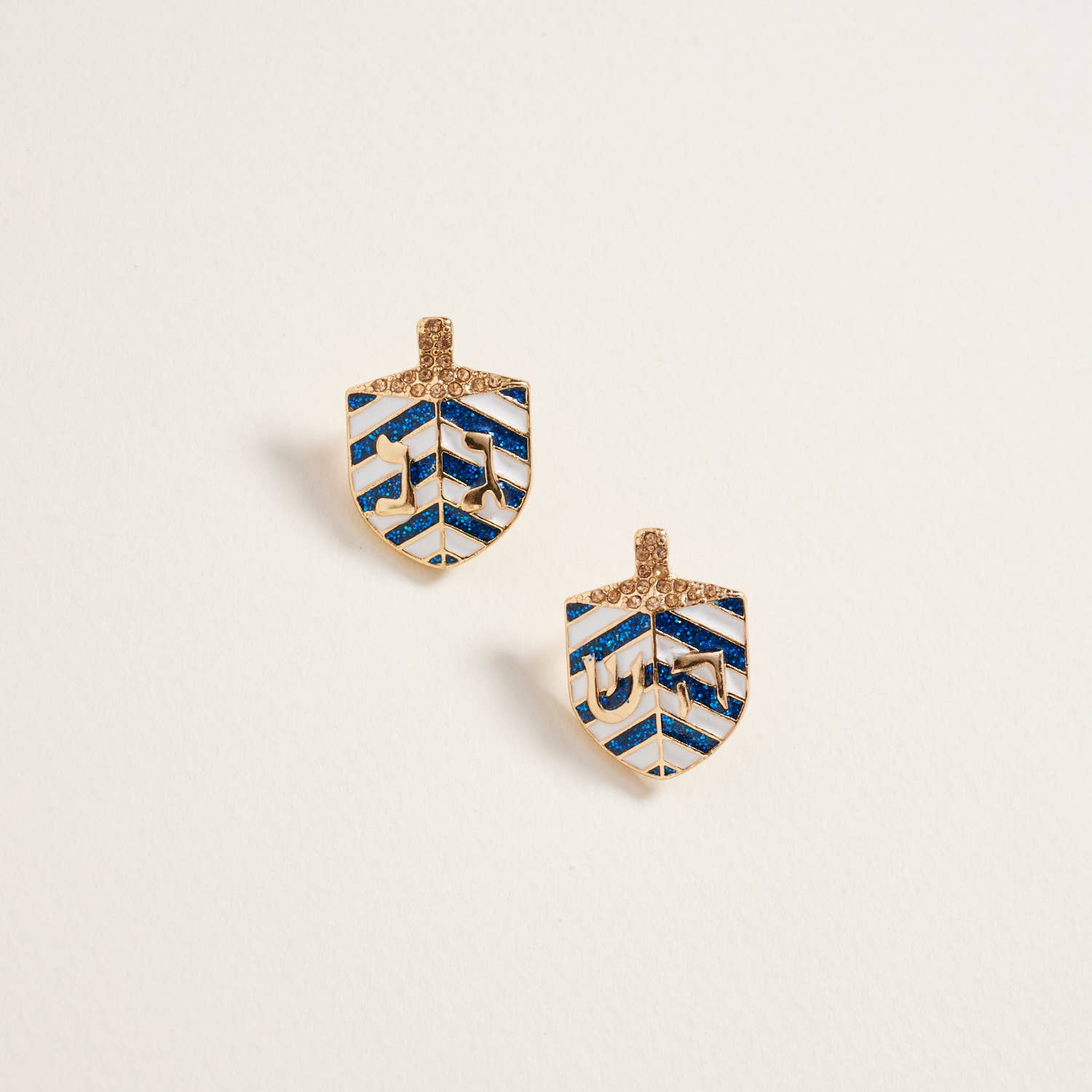 Designature New York - Wholesale Dangle Earrings - Hanukkah Glitter Dreidel Rhinestone Post Earrings1