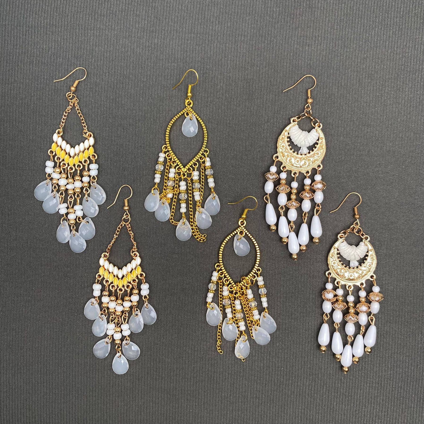 Mio Queena - Vente Boucles d'oreilles pendantes - Boucles d'oreilles pendantes à pampilles blanches de styles variés25