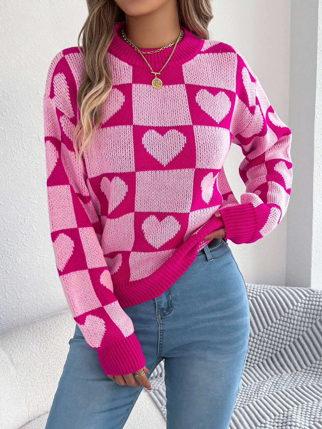 Hope & Sunshine - Wholesale Knit Sweater - Women's - Valentine's Day Lantern Sleeve Sweater5