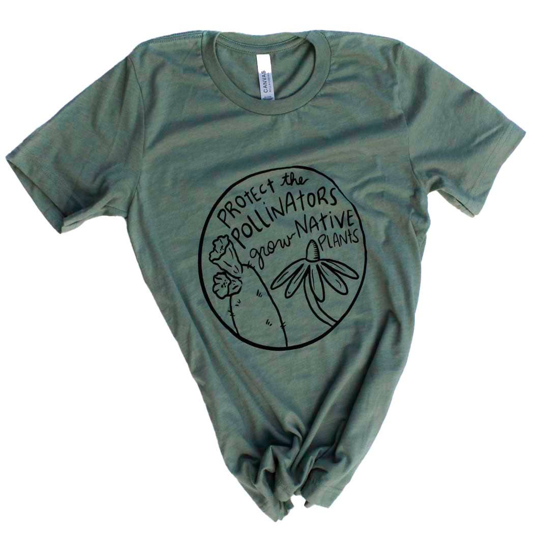 Yonder Studios - Wholesale Screen Printed T-Shirt - Unisex - Native Plants Shirt on Sage1