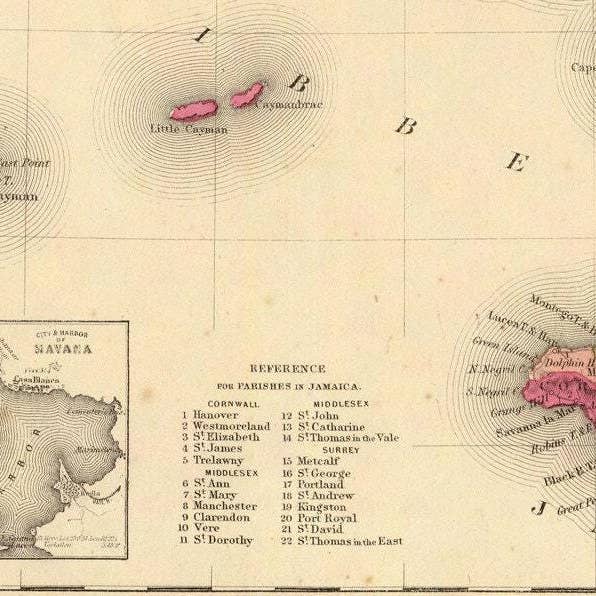 OldCityPrints - Old Maps and Posters - Vente Affiche d'art - Ancienne carte des îles des Antilles 1860 Cuba Jamaïque Porto Rico | Impression d'art mural vintage2