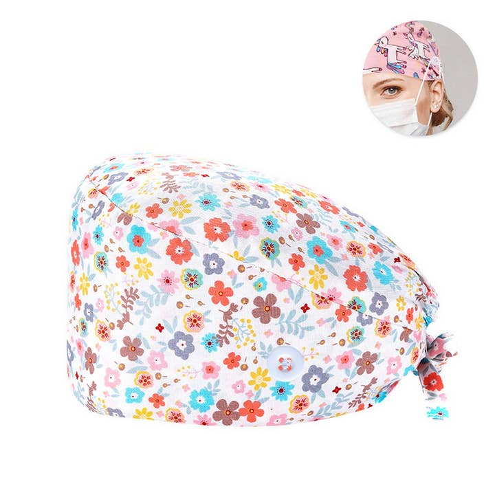 ACCITY - Wholesale Ponytail Cap - Women's - PRINTED SURGICAL CAP SCRUB CAP COTTON NURSE CAP_CWAH3378