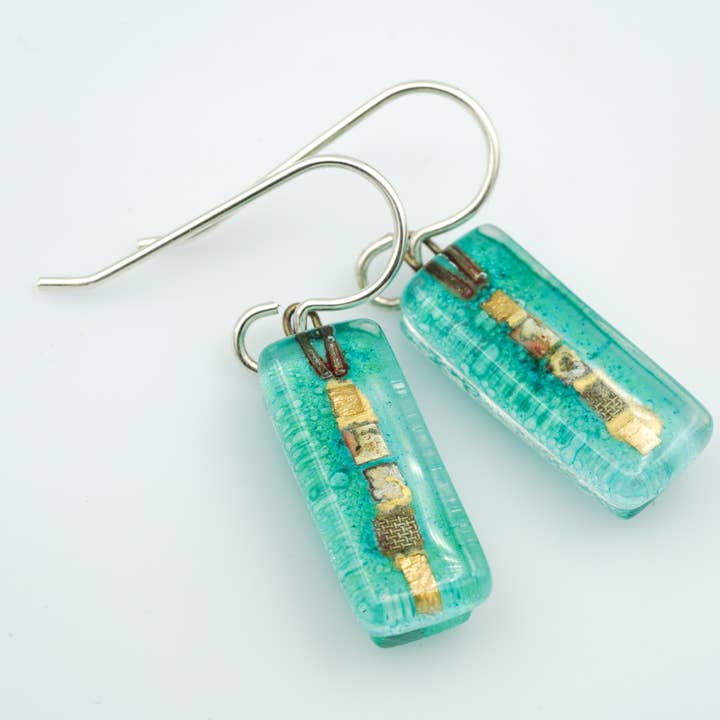 Aqua Golden Phase Sm Bar Ohrringe für den Großhandel von Momo Glassworks
