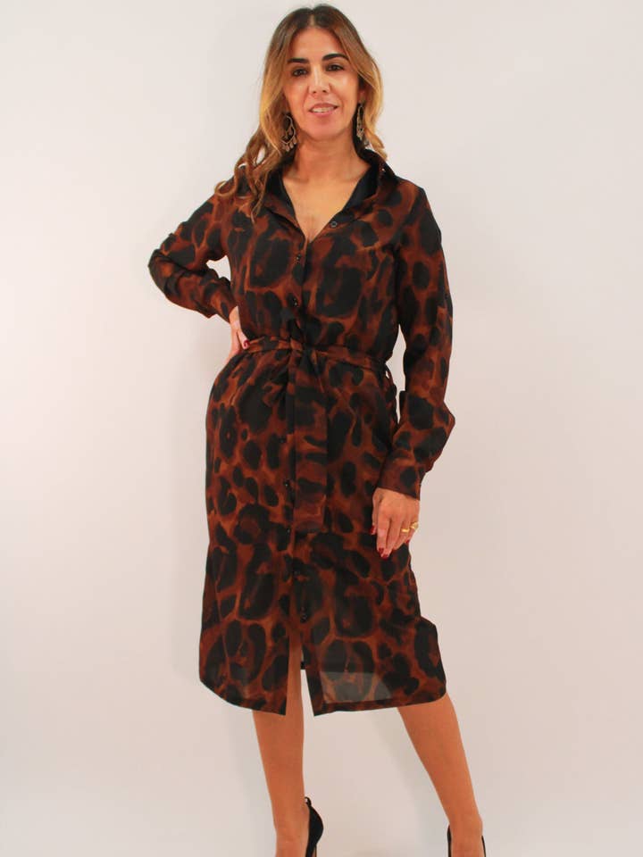 Vestido Camisero Tigresa para venta al por mayor de Top Fashion