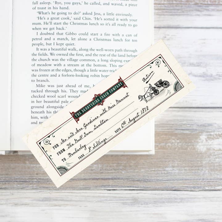 Stolthet och fördom Bokmärke Bussbiljett till Pemberley för wholesale av Literary Craft Parlour