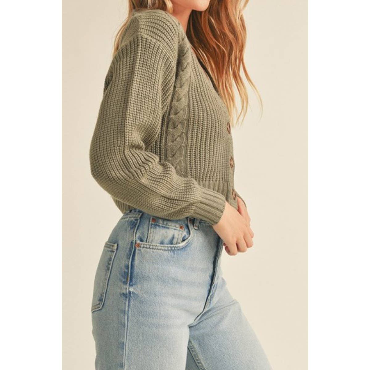 UP CLOTHING – wholesale Cardigan – Women’s – V Neck Cable Knit Crop Sweater Cardigan6