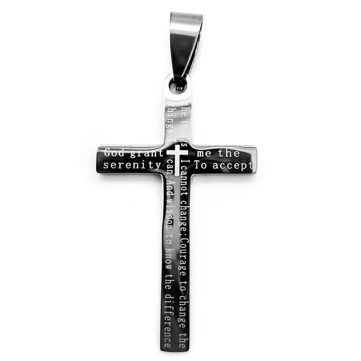 WJW - Wholesale Individual Charm/Pendant - Serenity Prayer Cross Stainless Steel Pendant