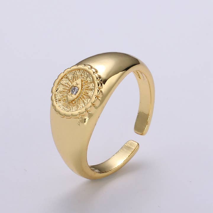 Aim Eternal – Engroshandel Solitairering – Guld onde øje Ring, solen brast onde øjne charme, Solitaire klare Cubic Charms, CZ guld onde øje charme, solen brast smykker levering R322