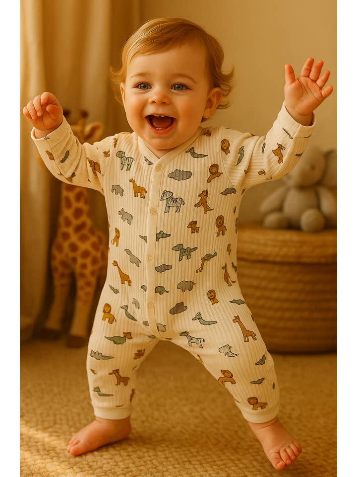 Himmelberg Baby - Wholesale Jumpsuit - Baby - Bestseller Safari Pattern Baby Onesie Unisex Organic Cotton2