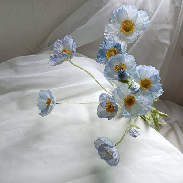 Sweet Home Deco - Wholesale Artificial Flowers - 22'' Single Flocked Floral Poppy Spay, Colorful Silk Poppies7