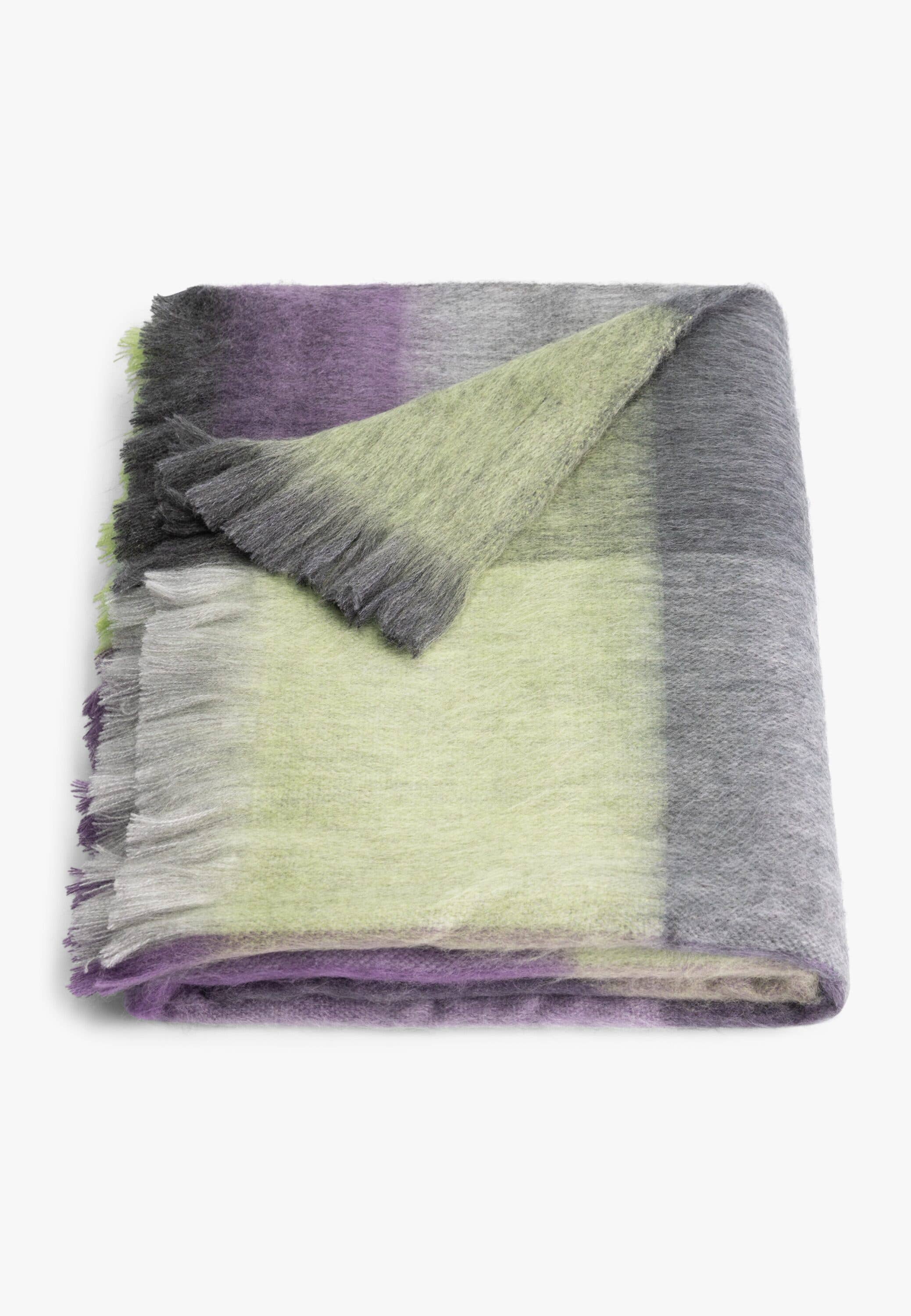 ALPACA LOCA - Wholesale Scarf - Unisex - Scarf Blocked Limestone, Amethyst and Grey1