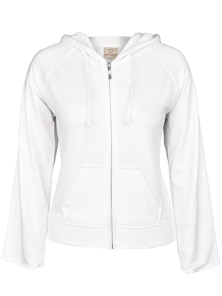 Artisans, Inc. - Wholesale Hoodie – Women's - Artisans Women's Jersey Knit Full Zip Hoodie Top - White0