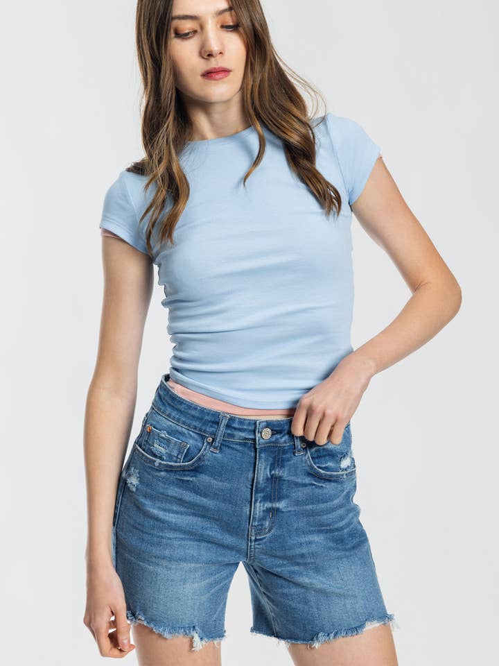 PRE PACK Mid Length Distressed Cut Off Shorts ESP3729 for wholesale by ENJEAN