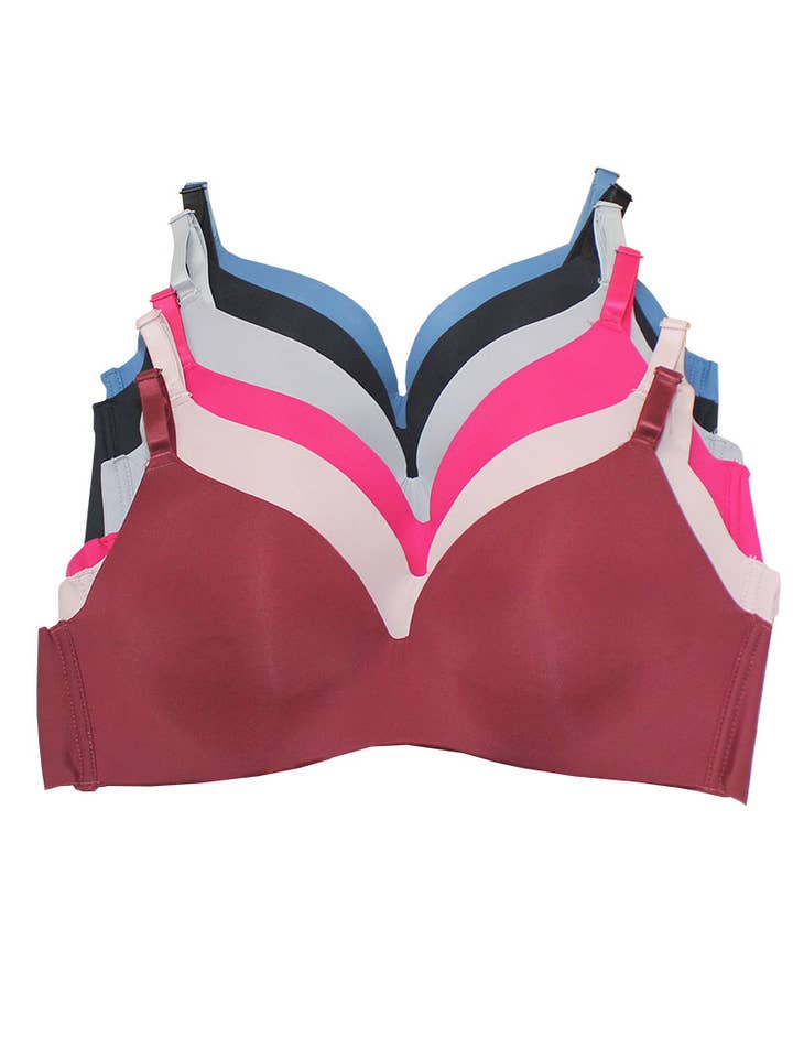 Assorted Color 6 Piece Wirefree T-Shirt Bra-89122-BRA-C03 for wholesale on Faire0