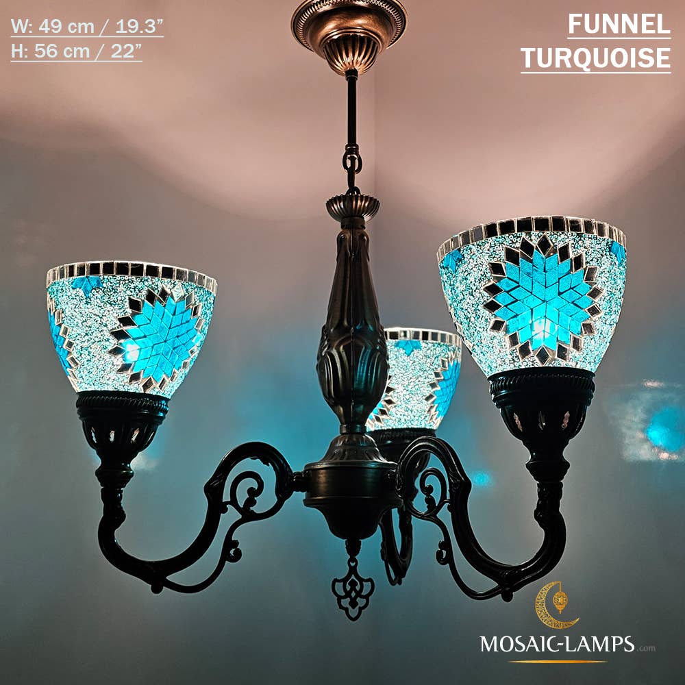 Mosaic Lamps – Candeeiro/lâmpada suspensa por atacado – Mosaico 3 Globo Feito à Mão Turco Marroquino Árabe Oriental Boh40