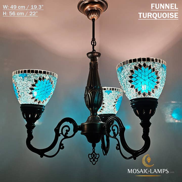 Mosaic Lamps – Candeeiro/lâmpada suspensa por atacado – Mosaico 3 Globo Feito à Mão Turco Marroquino Árabe Oriental Boh40