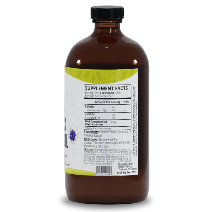 Herb To Body - Wholesale Oral Supplement/Vitamin - Organic Black Seed Oil (Cold-Pressed) - Bulk Wholesale Sizes12