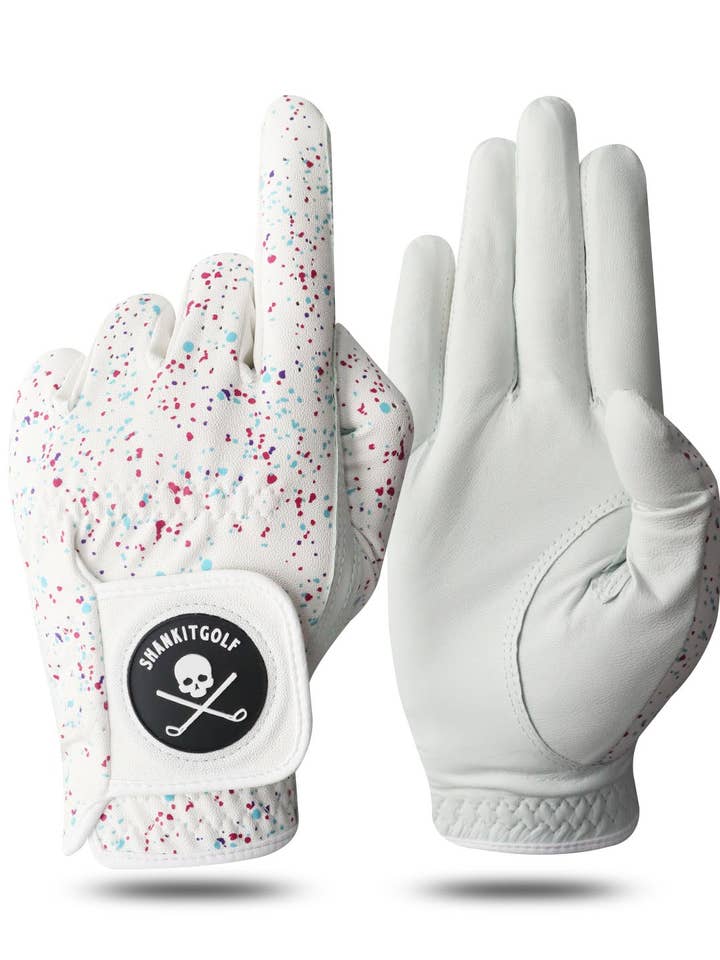 White Paint Splatter Golf Glove for wholesale by Shank It Golf
