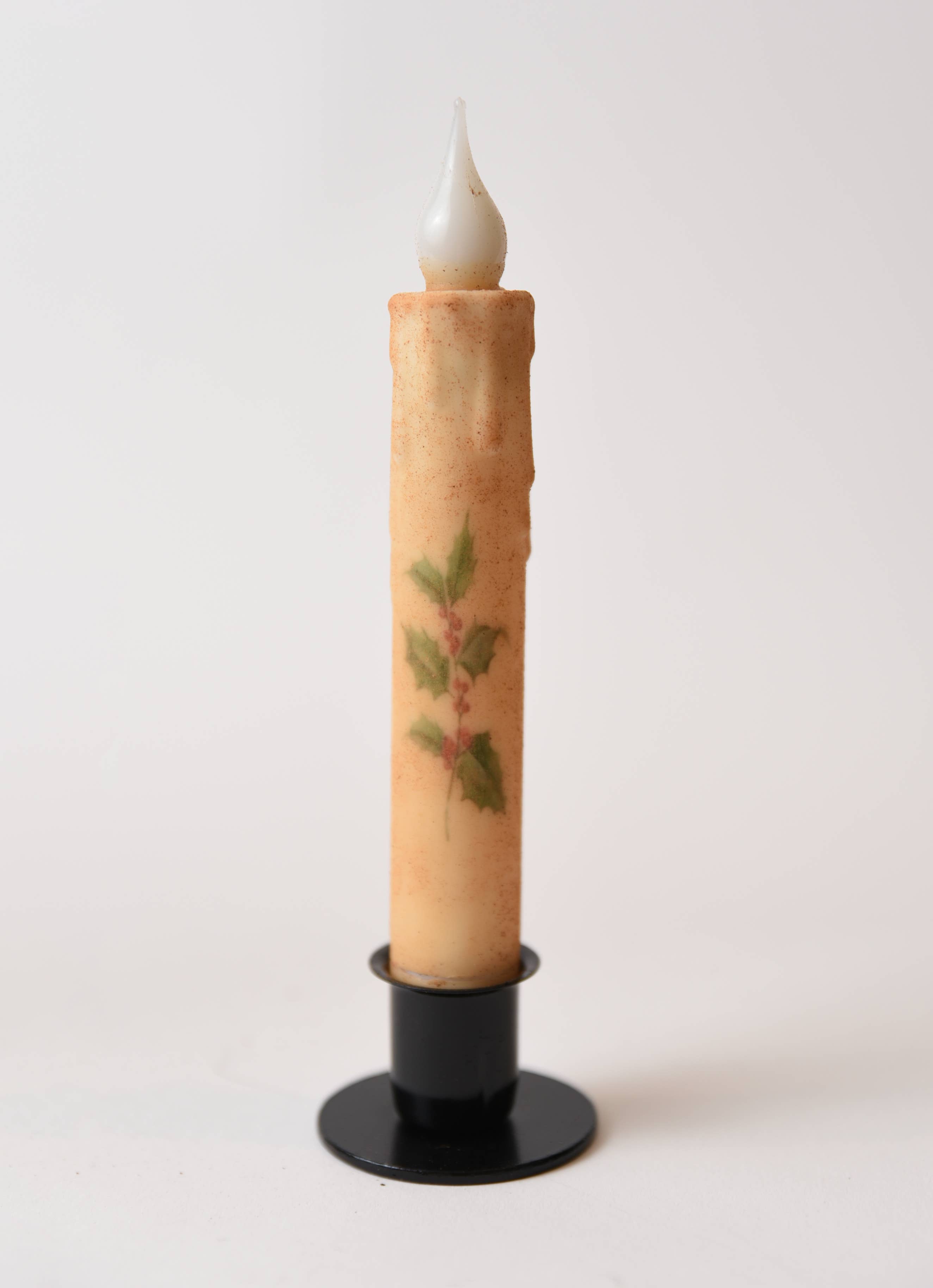LMS Wholesale - Wholesale Flameless Candle - Holly Sprig LED Timer  Taper Candle2