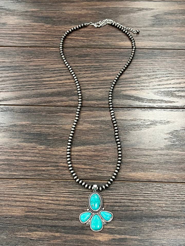 739628, Handmade 30" 6mm Navajo Turquoise Necklace for wholesale by ISAC Trading Inc