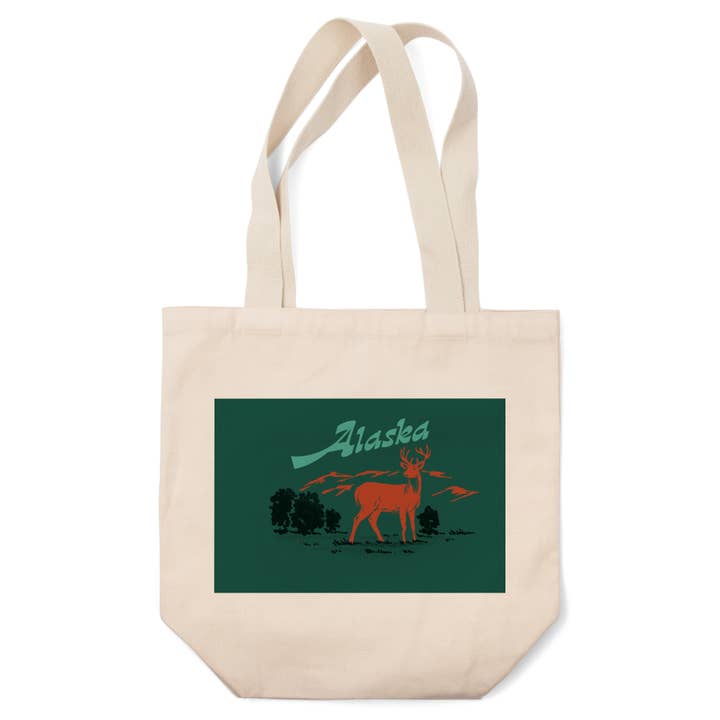 SACS TOTE BIOLOGIQUES Alaska, Allumette Vintage, Cerf de Virginie pour la vente par Lantern Press