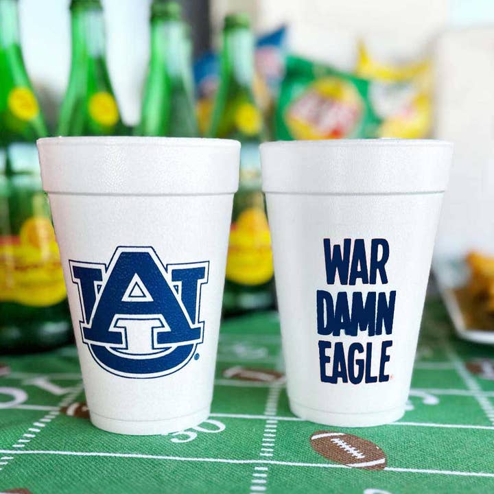 Two Funny Girls - Wholesale Disposable Cup - Foam Cup - Auburn University/War Damn Eagle (10 ct bag)1