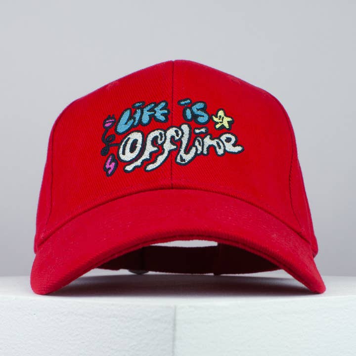 Life is Offline Baseball Cap - Happy Hippie Collection for wholesale by Hatty Hats Embroidery