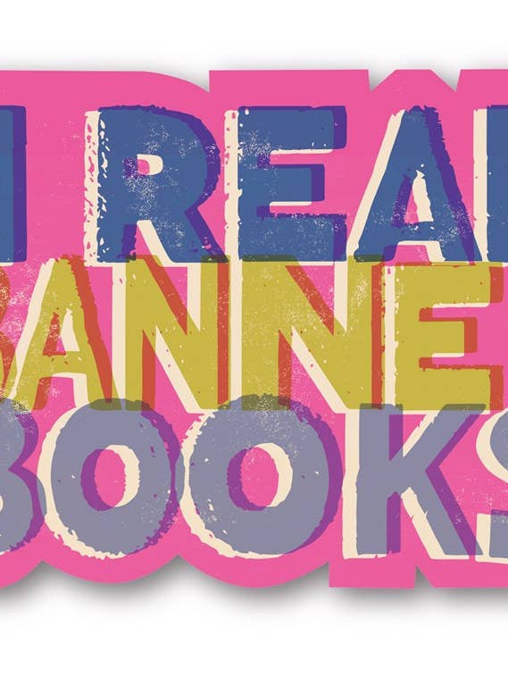 Pink I Read Banned Books Sticker Pack (6) for wholesale by Gibbs Smith