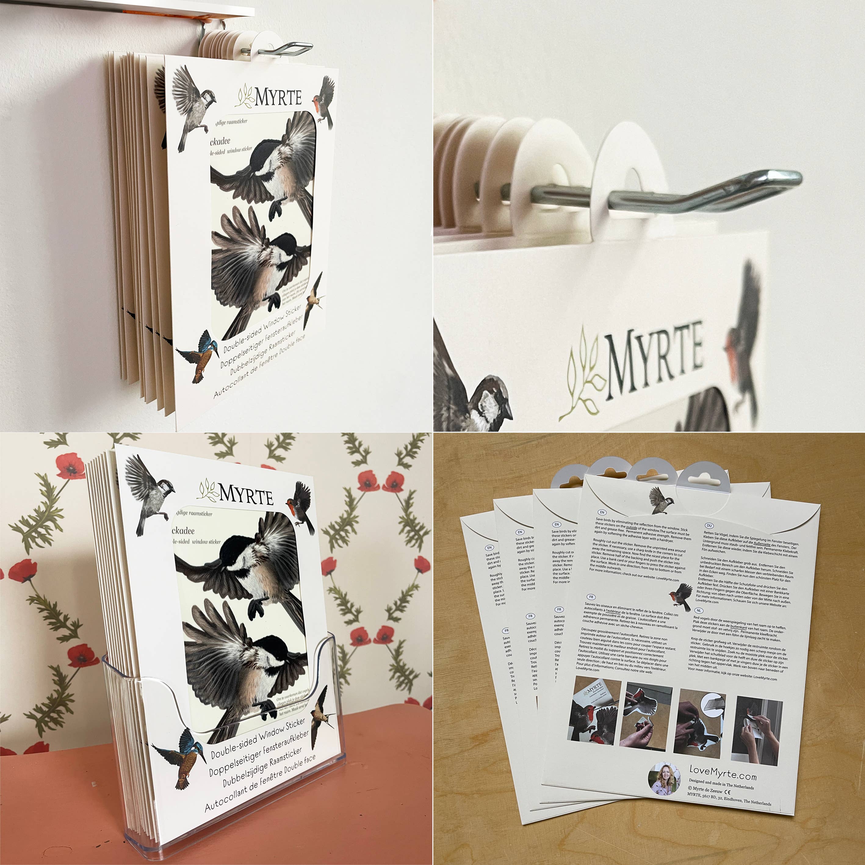 MYRTE – wholesale Wall decal/stickers – Long-tailed titmouse Double-sided Window Sticker5