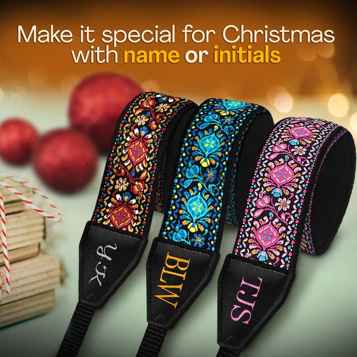 Gradzo - Wholesale Camera Strap - Custom Embroidery with Name Camera Strap- Black Silver 1