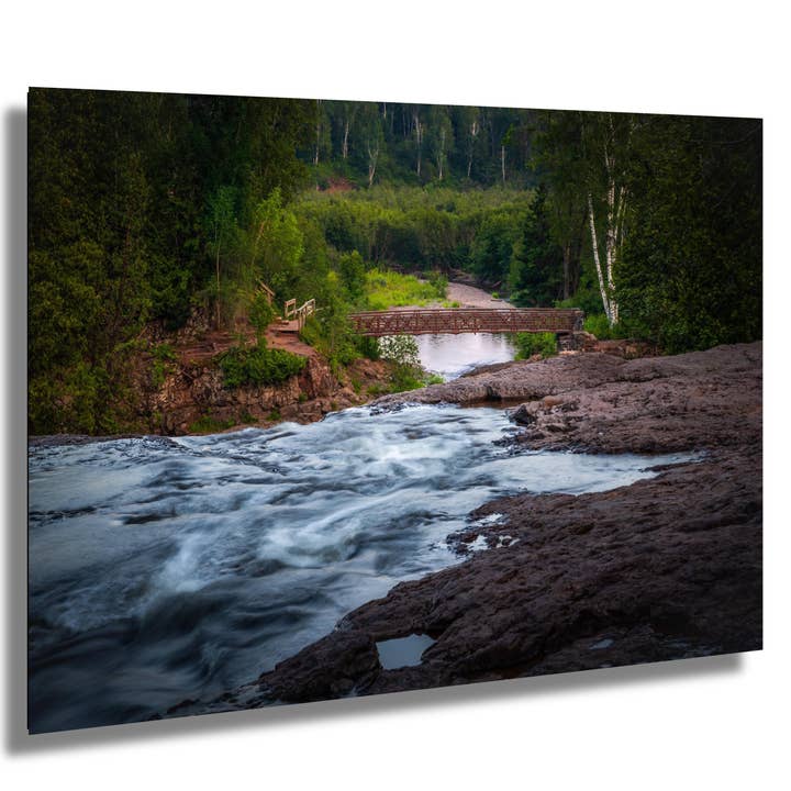 Looking Down Above Gooseberry Falls, Two Harbors MN State Park Wall Art Print Home Decor Hanging Aluminum/Metal/Canvas Travel Photography for wholesale by Images By Cheri