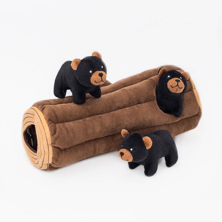 Wholesale Zippy Burrow Black Bear Log Dog Toy for your store