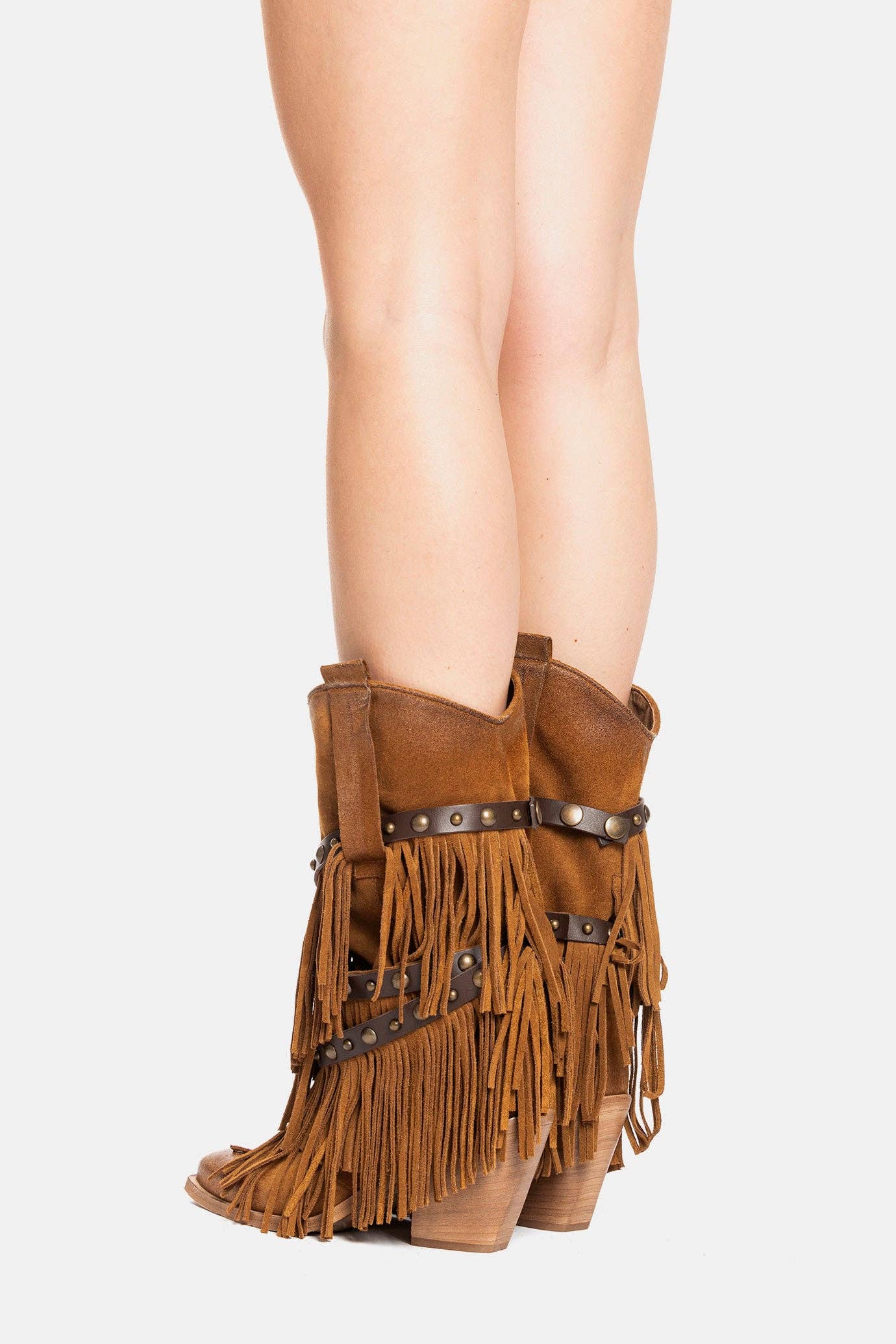 METISSE – Botas - Mulher por atacado – Botas cowboy Texanas de camurça e couro XD21285