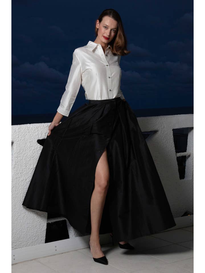 Dizzy-Lizzie – Engroshandel Nederdel - Dame – Ballgown Nederdel sort Dupioni silke2