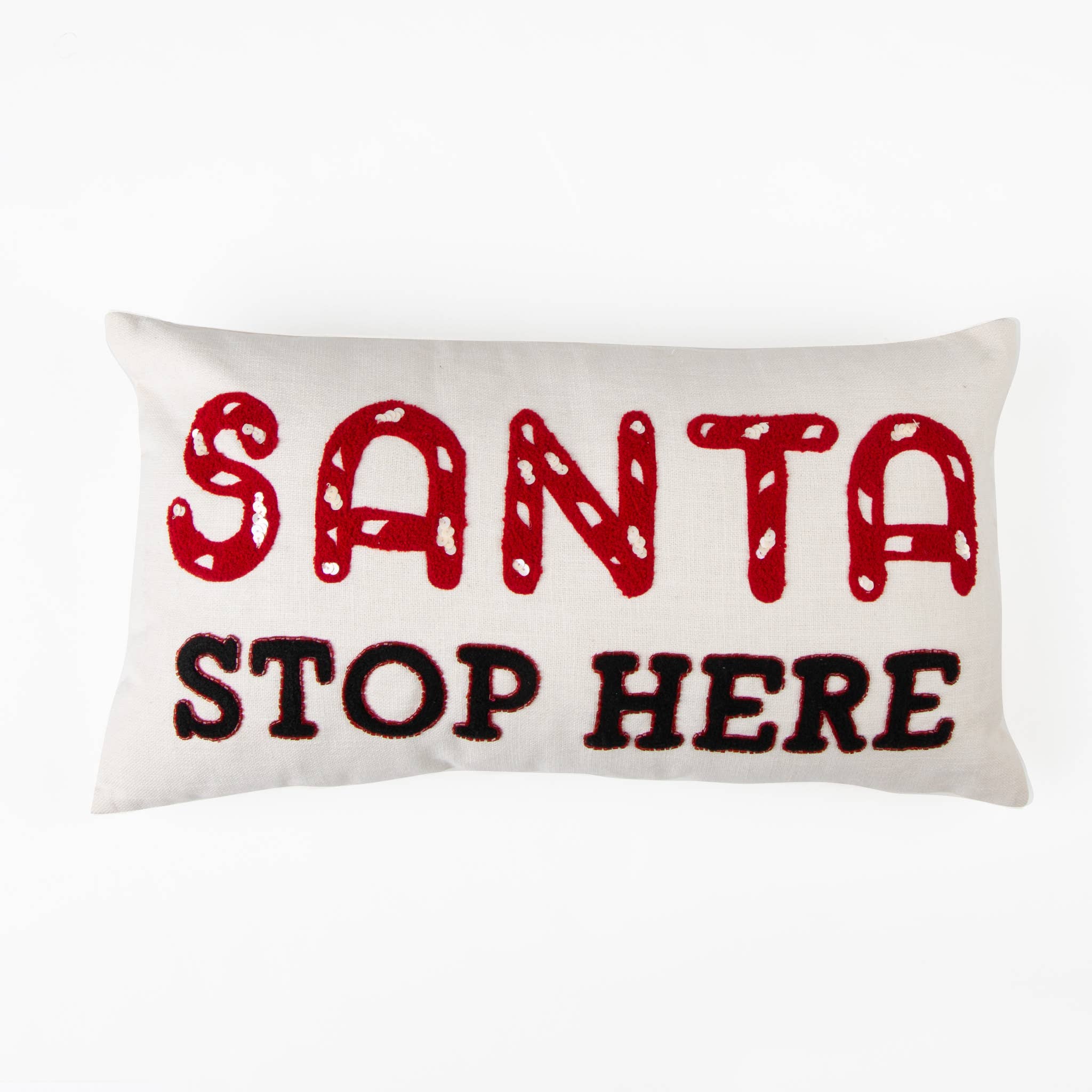 Elsie & Zoey – Großhandel Lendenkissen – Weihnachts-Lendenwirbelkissen, Motiv Santa Stop Here, 30,5 x 55,9 cm1