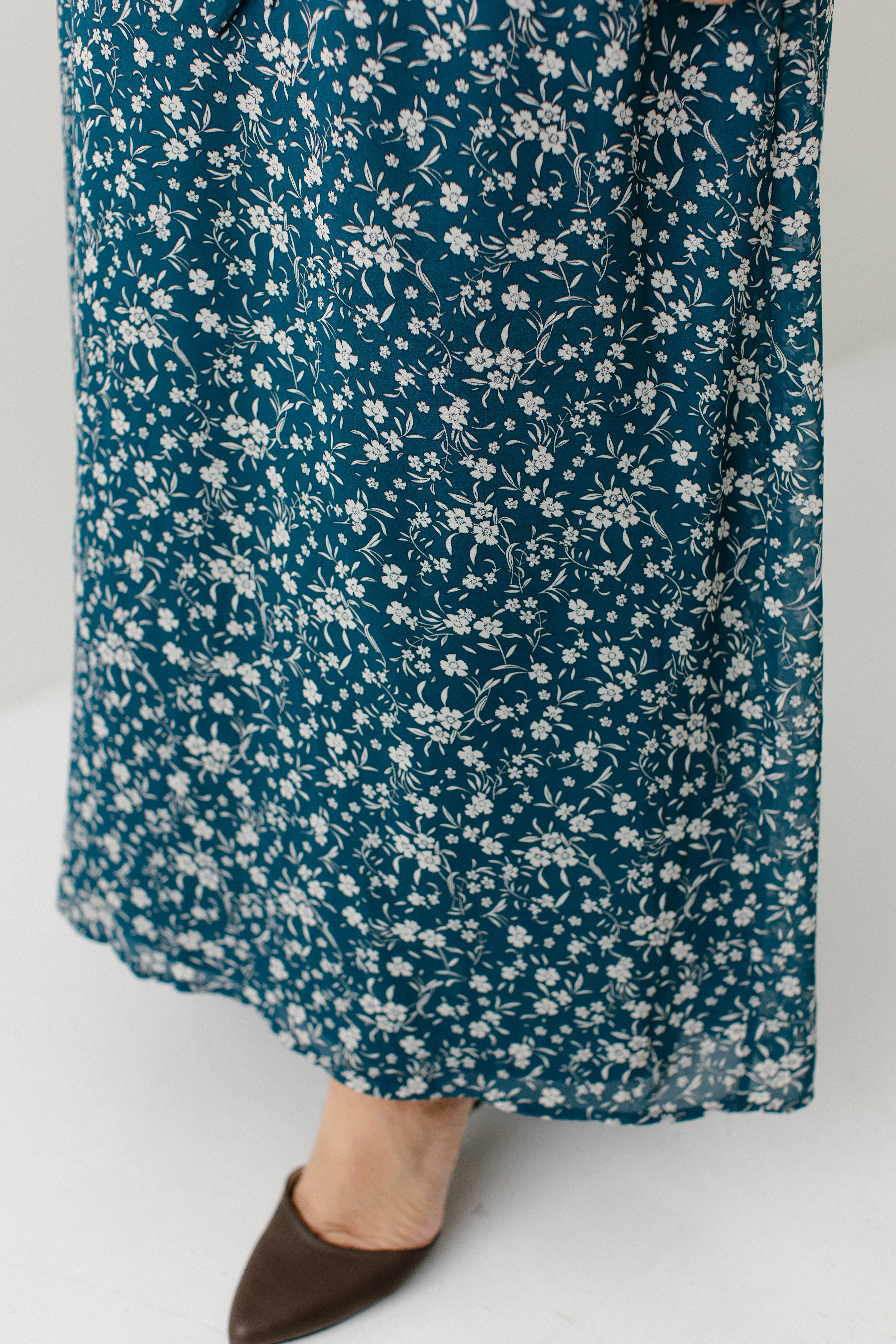 Deep Teal 'Esther' Floral Print Maxi Dress FINAL SALE for wholesale on Faire6