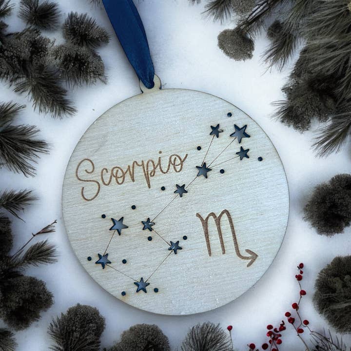 Ghoul Mom Designs - Wholesale Christmas Decoration - Zodiac Christmas Wooden Ornaments - Wooden Yule Decor