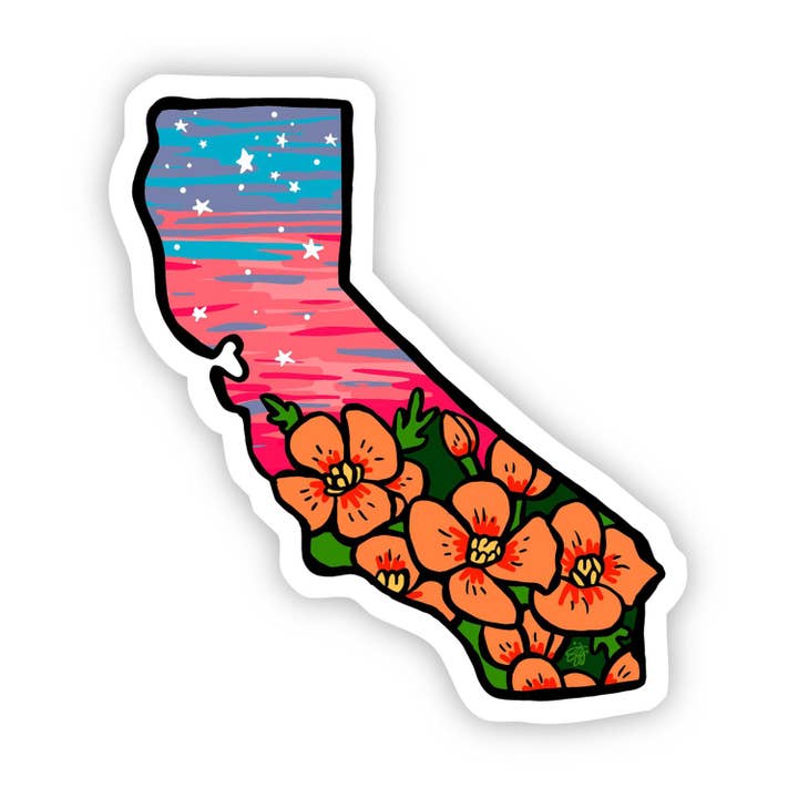 California Floral & Sky Sticker for wholesale by Big Moods