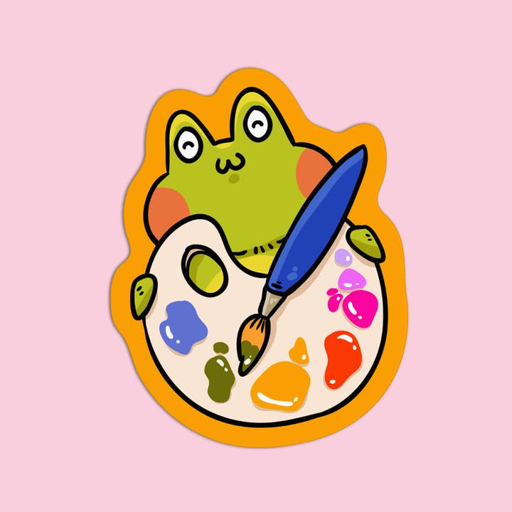 Girls Printing House - Wholesale Sticker - Arts & Crafts Frog Painting Vinyl Textured Sticker1