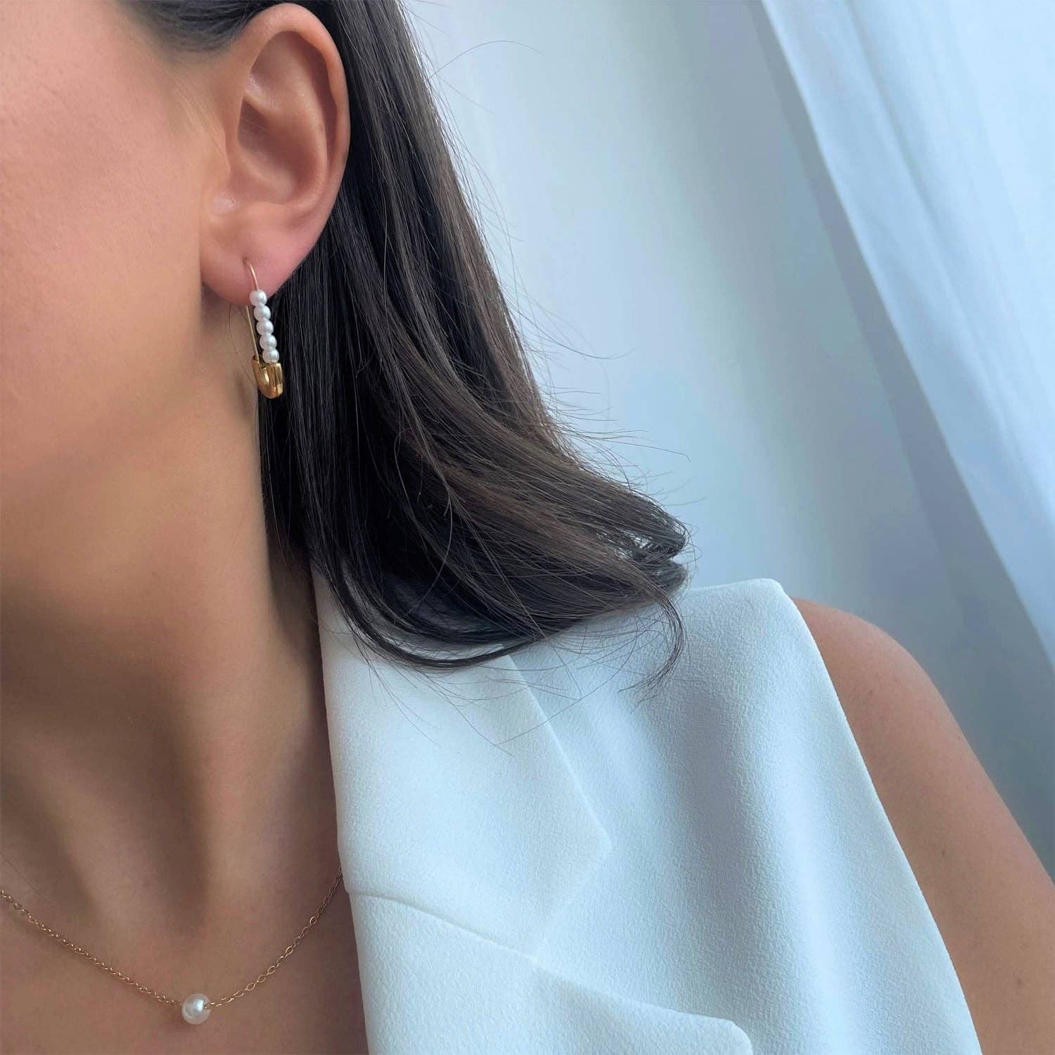 Schmuckgroßhandel - Wholesale Hoop Earrings - Pin Pearl earrings | 18k gold plated1