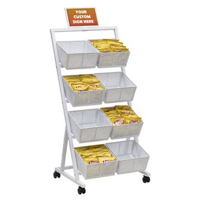 Specialty Store Services - Wholesale Retailer Display Stand/Case - 8 Metal Basket Floor Display