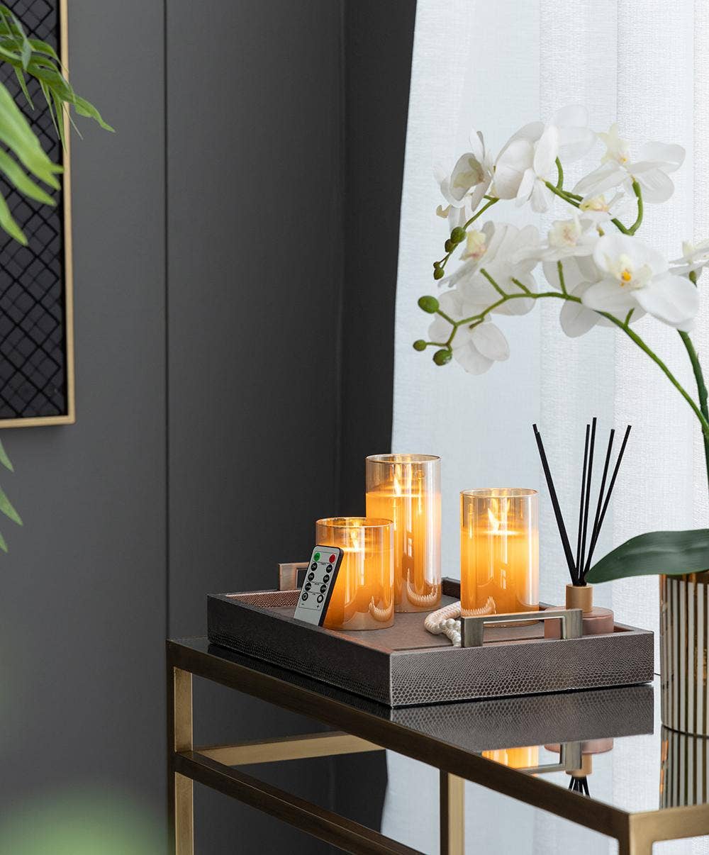 A&B Home Group Inc. - Wholesale Flameless Candle - S/3 Real Flame-Effect LED Wax Candles With Remote - Amber7