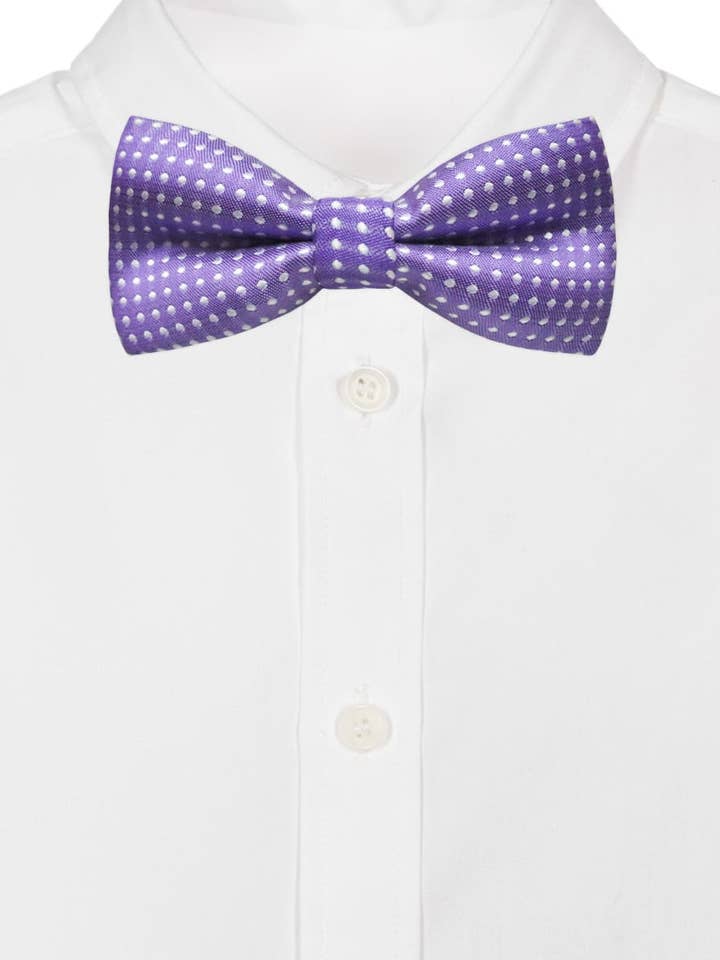 NŒUD PAPILLON VIOLET POUR GARÇON À POIS BLANCS pour la vente par Josvil