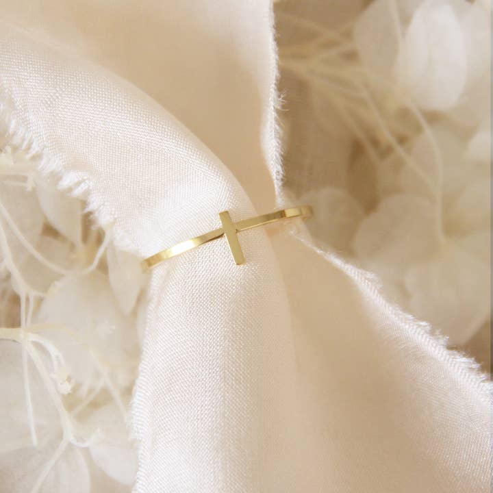 LoveStory Collection - Wholesale Band/Stacked Ring - Dainty Cross Ring1