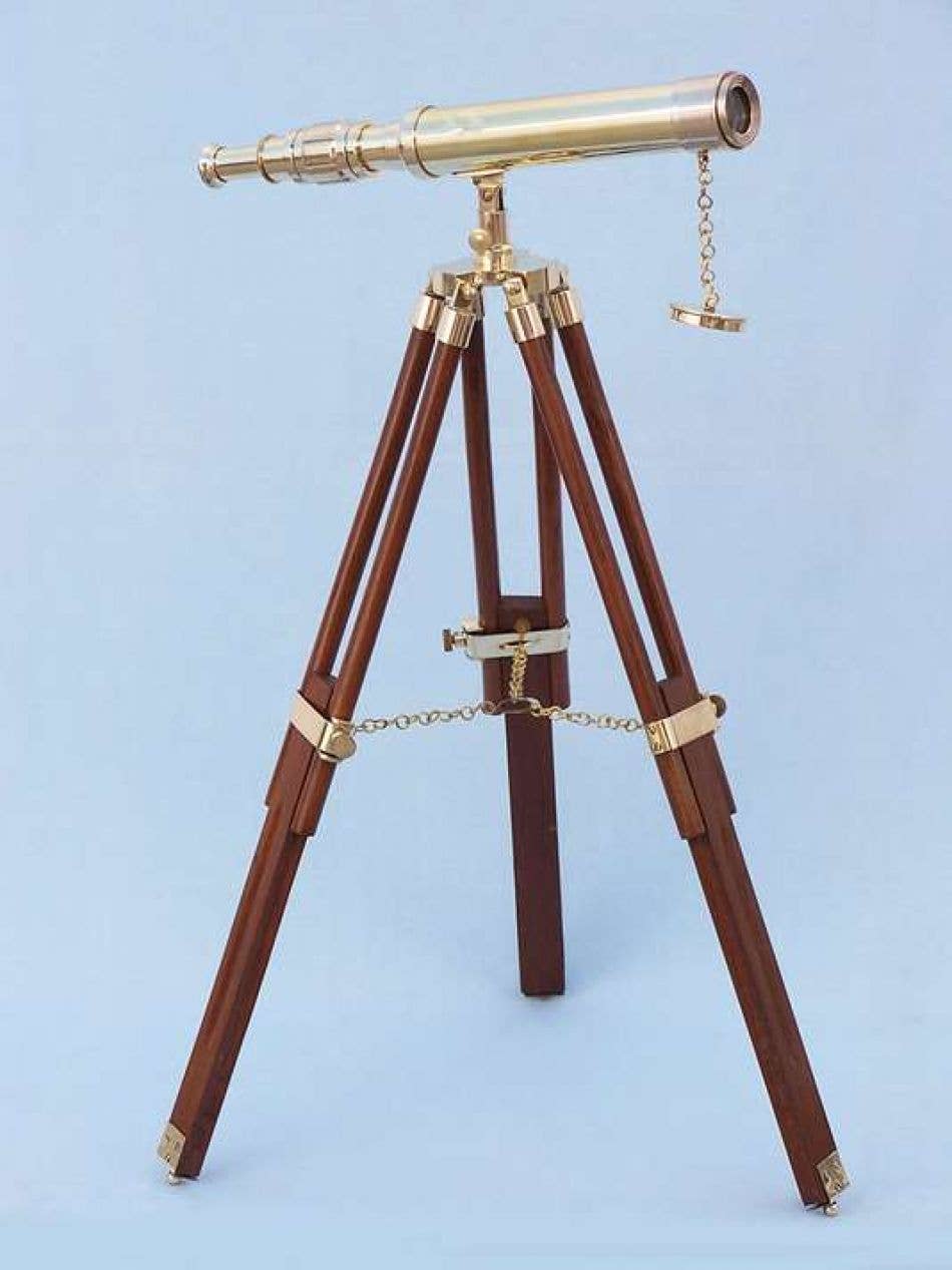 Hampton Nautical - Wholesale Telescope/Microscope - Kids - Floor Standing Brass Harbor Master Telescope 30"1