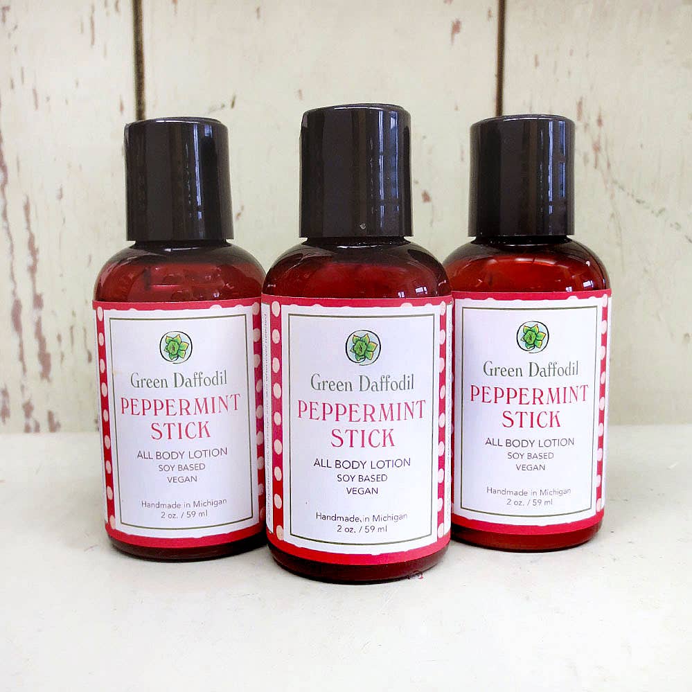 Green Daffodil Bath & Body - Wholesale Hand & Body Lotion - Peppermint Stick Mini Soy Lotion Bottle - Stocking Stuffers1