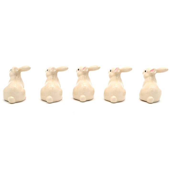 Art Floral Trading LLC - Wholesale Decorative Figurine - MiniS219-2D Miniature Ceramic Tiny S White Rabbit (set of 5)3