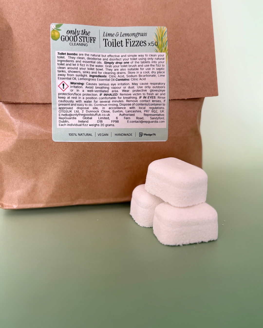 Only The Good Stuff UK – wholesale Toilet cleaner – Toilet Fizzes- Lime & Lemongrass7